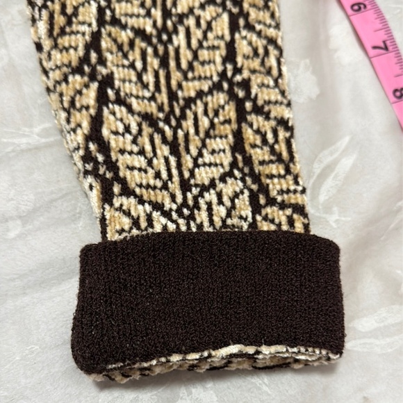 Vintage 90s Dia wool leaf print chunky cardigan sweater size Large - Picture 11 of 16